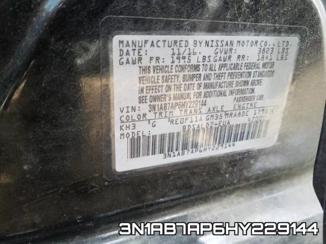 3N1AB7AP6HY229144 фото 2