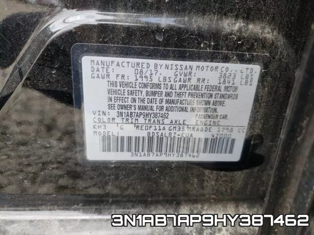 3N1AB7AP9HY387462 фото 2