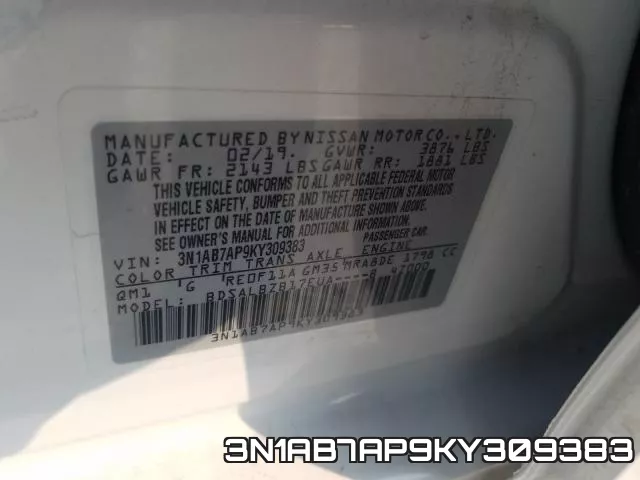 3N1AB7AP9KY309383 фото 2