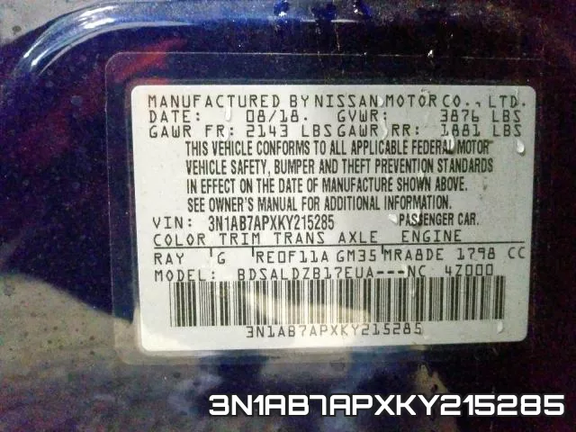 3N1AB7APXKY215285 фото 2