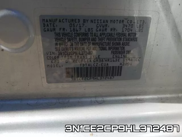 3N1CE2CP9HL372487 фото 2