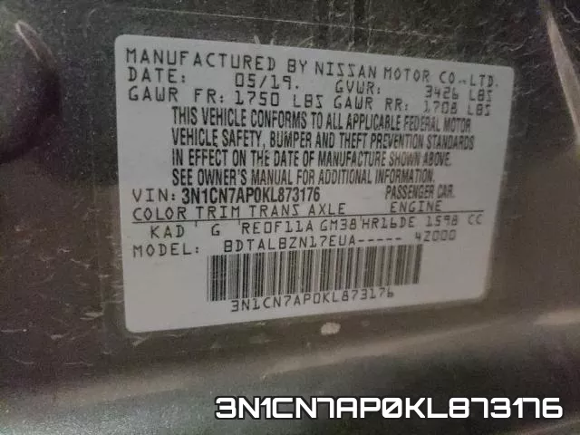 3N1CN7AP0KL873176 фото 2