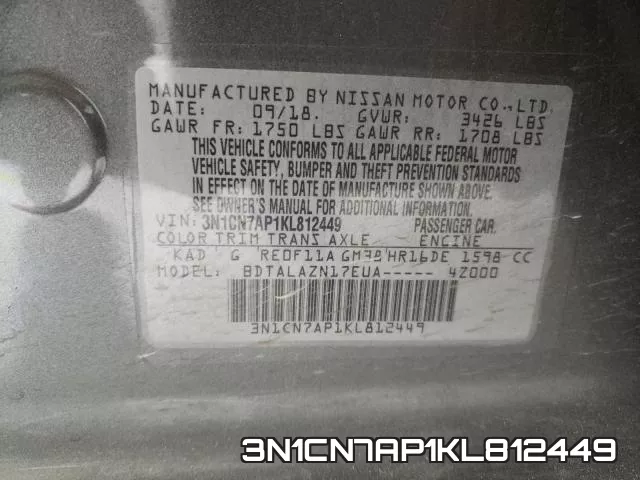 3N1CN7AP1KL812449 фото 2