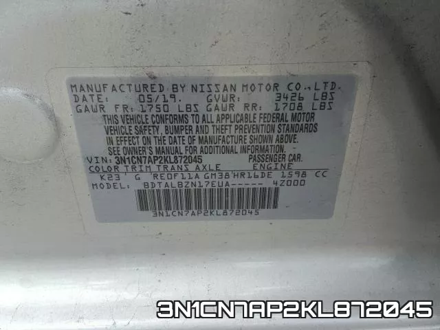3N1CN7AP2KL872045 фото 2