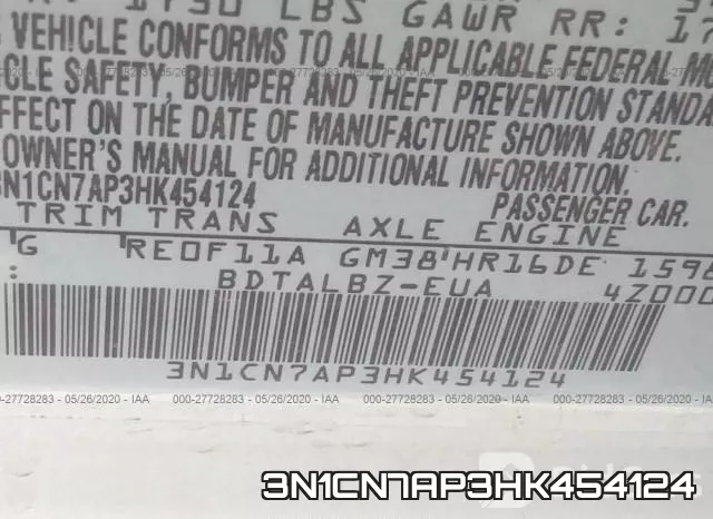 3N1CN7AP3HK454124 фото 10