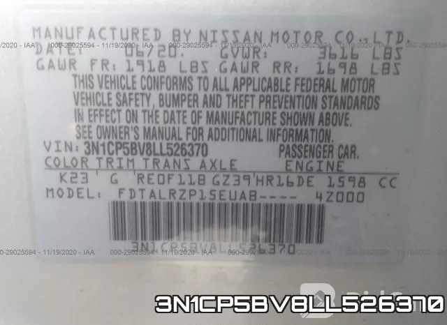 3N1CP5BV8LL526370 фото 10