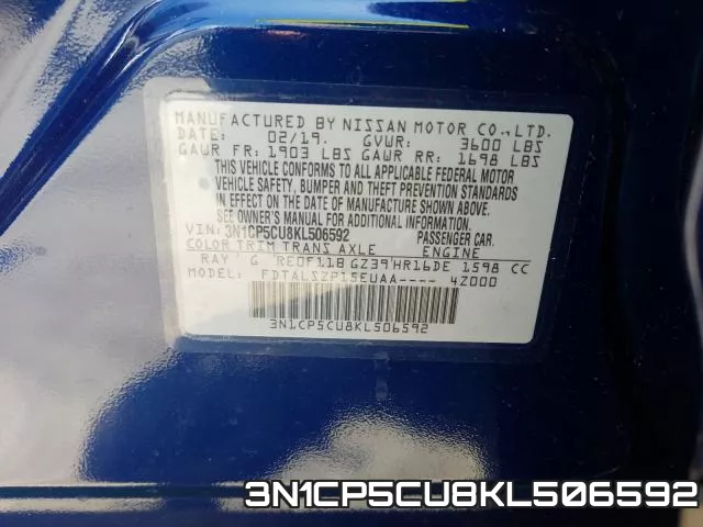 3N1CP5CU8KL506592 фото 2