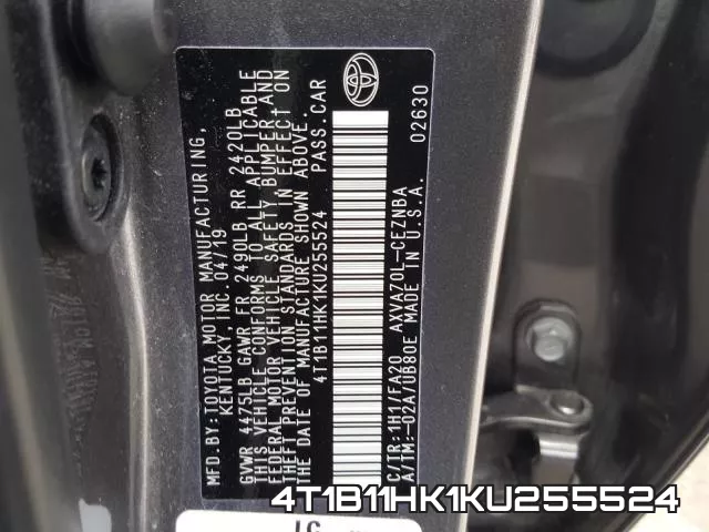 4T1B11HK1KU255524 фото 2