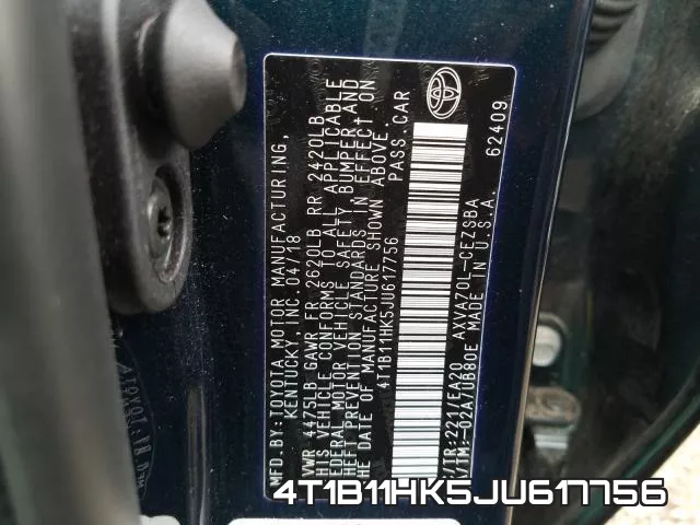 4T1B11HK5JU617756 фото 2