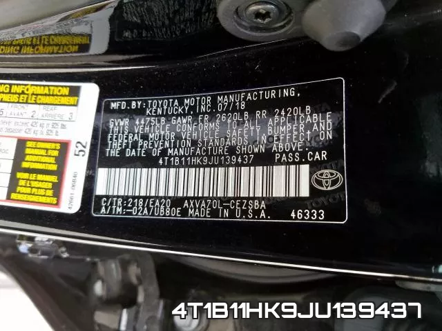 4T1B11HK9JU139437 фото 2