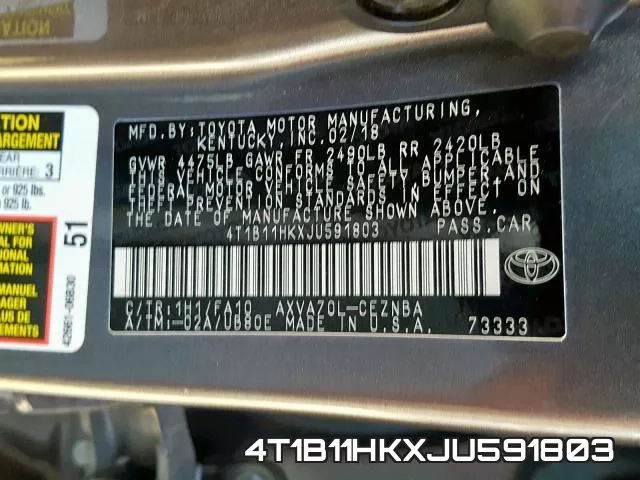 4T1B11HKXJU591803 фото 2