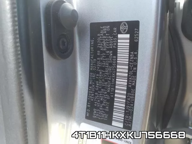 4T1B11HKXKU756668 фото 2