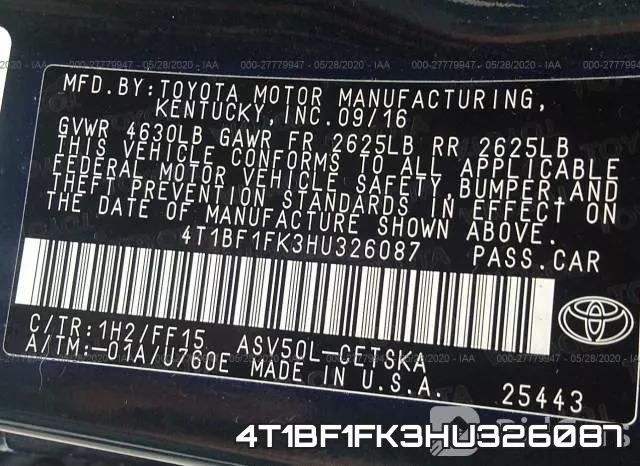 4T1BF1FK3HU326087 фото 10