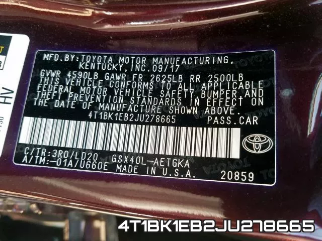 4T1BK1EB2JU278665 фото 2