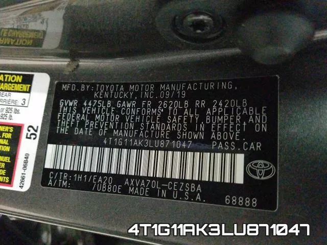 4T1G11AK3LU871047 фото 2