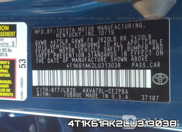 4T1K61AK2LU313038 фото 10