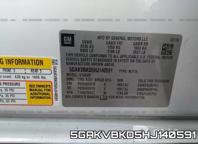5GAKVBKD5HJ140591 фото 10
