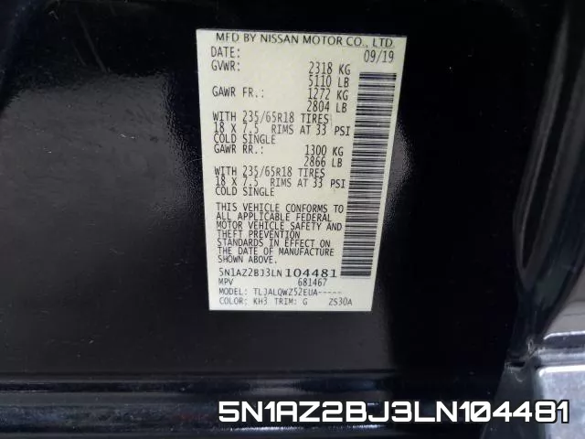 5N1AZ2BJ3LN104481 фото 2