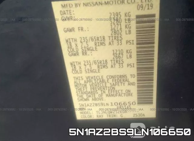 5N1AZ2BS9LN106650 фото 10
