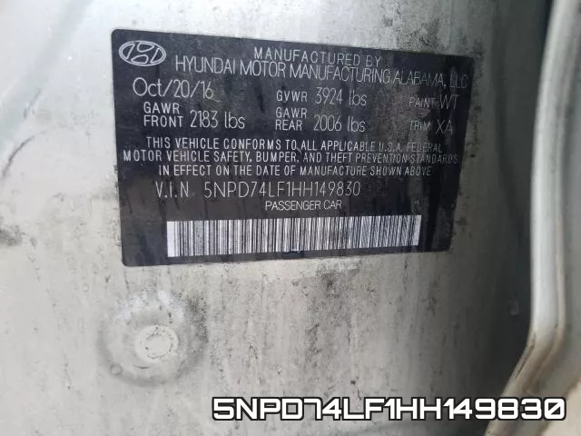 5NPD74LF1HH149830 фото 2