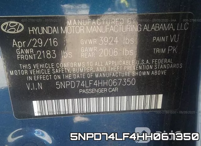 5NPD74LF4HH067350 фото 10