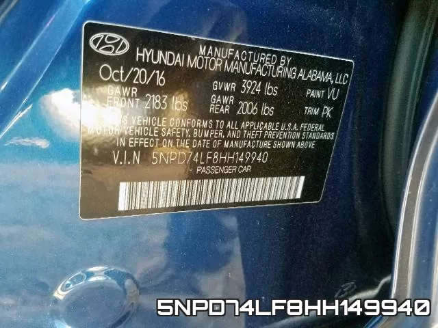 5NPD74LF8HH149940 фото 2