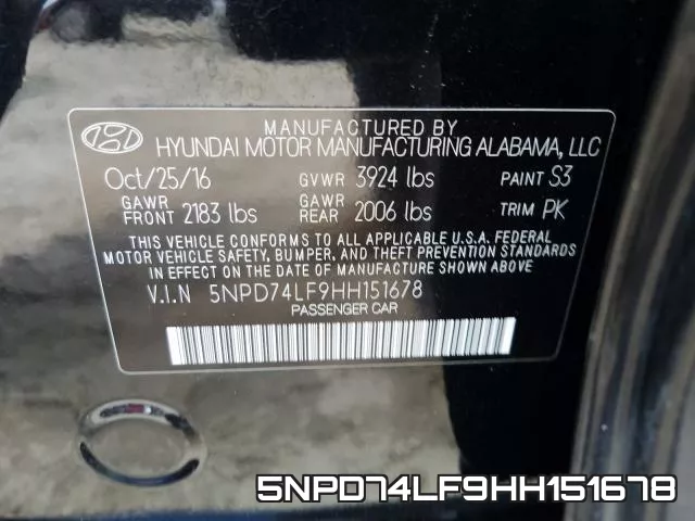 5NPD74LF9HH151678 фото 2