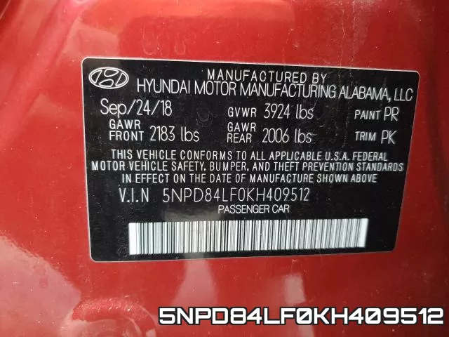 5NPD84LF0KH409512 фото 2
