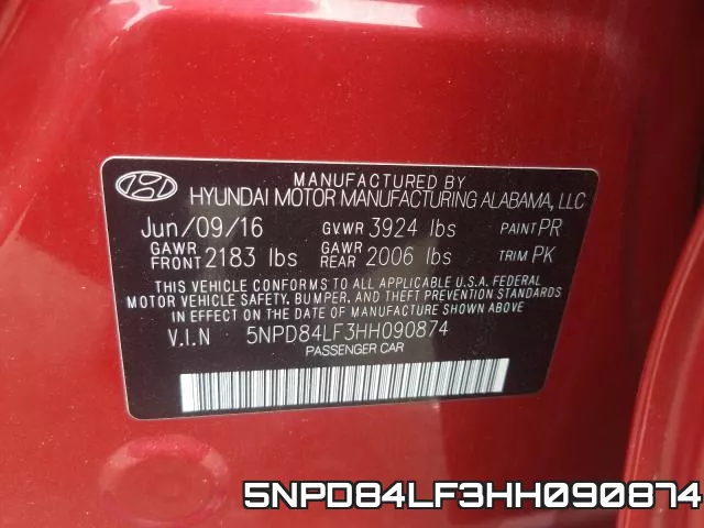 5NPD84LF3HH090874 фото 2