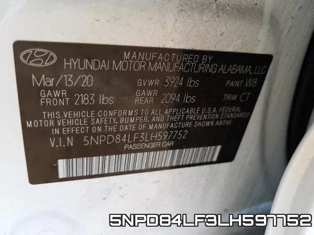 5NPD84LF3LH597752 фото 2