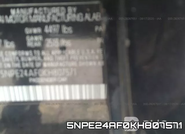 5NPE24AF0KH807571 фото 10