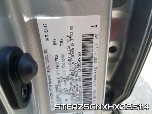 5TFAZ5CNXHX035114 фото 2