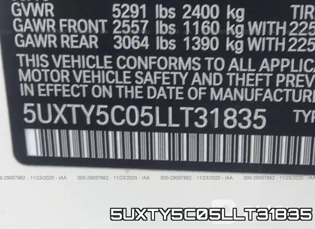 5UXTY5C05LLT31835 фото 10