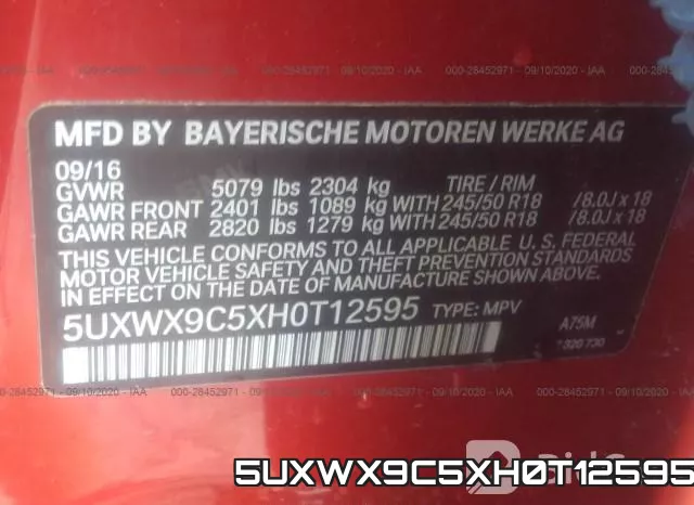 5UXWX9C5XH0T12595 фото 10
