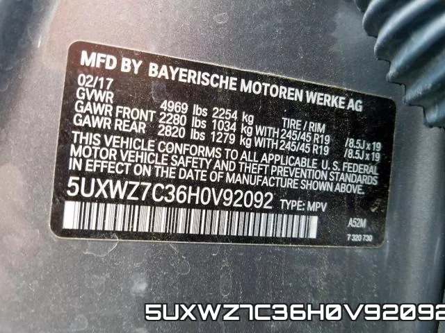 5UXWZ7C36H0V92092 фото 2