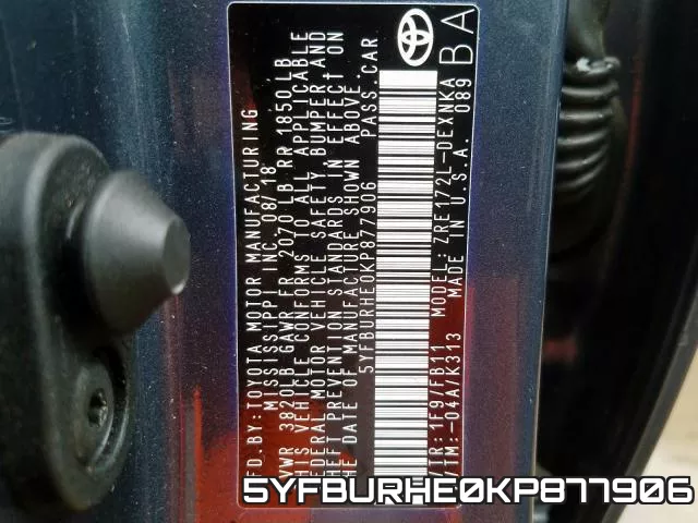 5YFBURHE0KP877906 фото 2