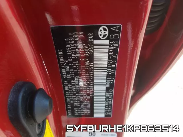 5YFBURHE1KP863514 фото 2