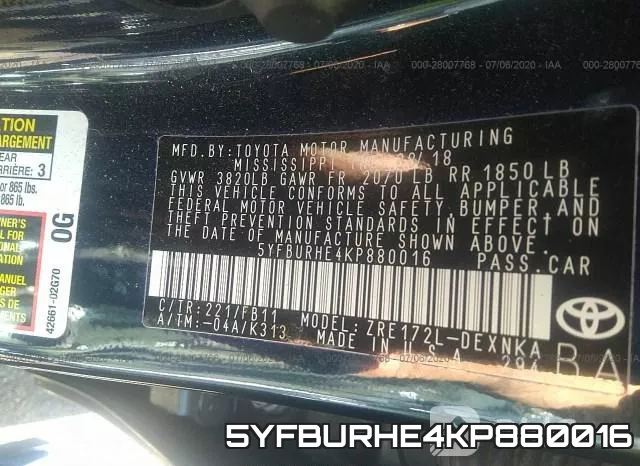 5YFBURHE4KP880016 фото 10