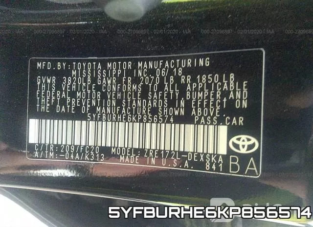 5YFBURHE6KP856574 фото 10