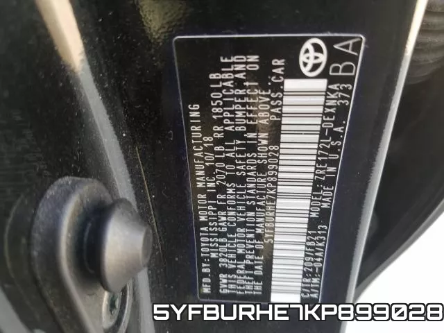 5YFBURHE7KP899028 фото 2