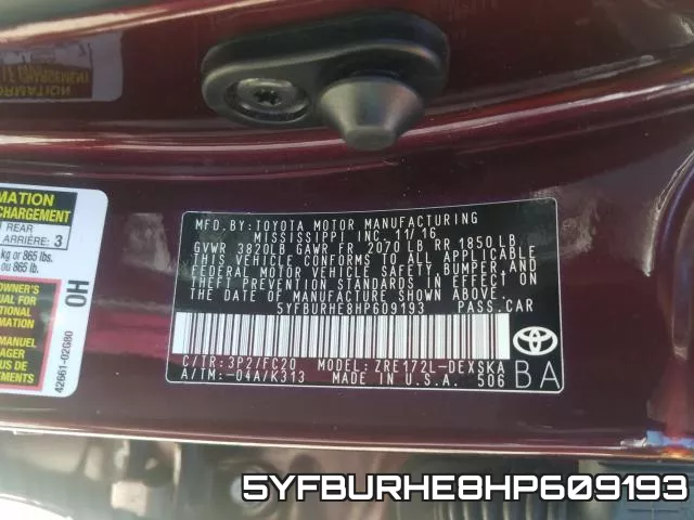 5YFBURHE8HP609193 фото 2