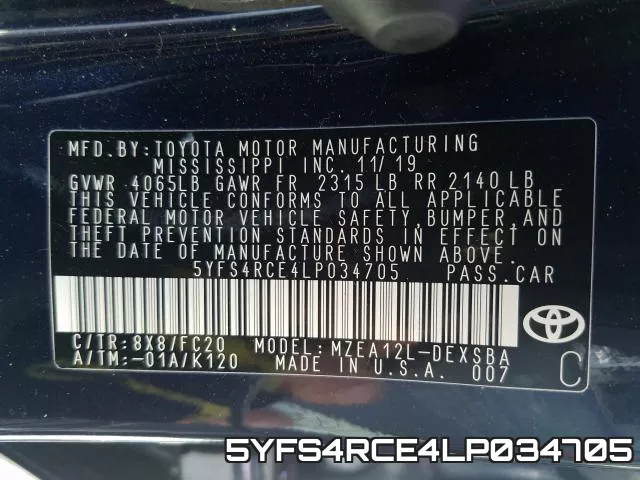 5YFS4RCE4LP034705 фото 2