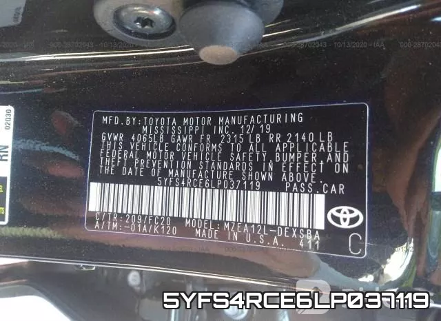 5YFS4RCE6LP037119 фото 10