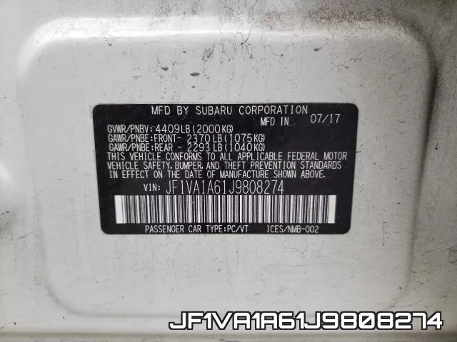 JF1VA1A61J9808274 фото 2