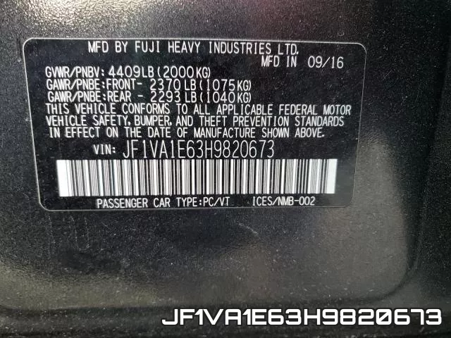 JF1VA1E63H9820673 фото 2