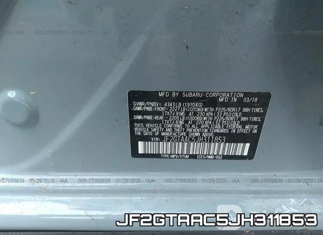 JF2GTAAC5JH311853 фото 10