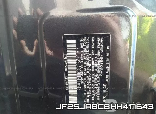 JF2SJABC8HH417643 фото 10