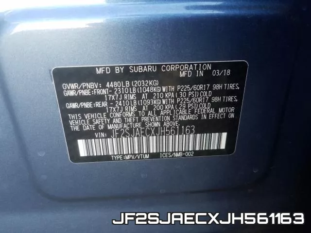 JF2SJAECXJH561163 фото 2