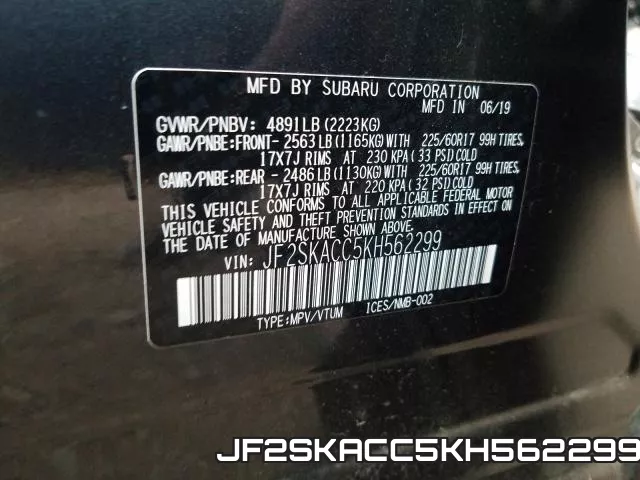 JF2SKACC5KH562299 фото 2