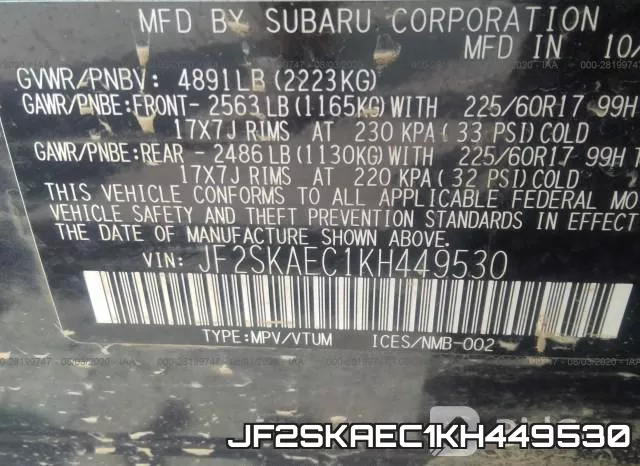 JF2SKAEC1KH449530 фото 10
